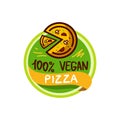 Vegan pizza and food logo menu vector