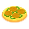 Vegan pizza icon isometric vector. Pizza with bell pepper and round ingredient