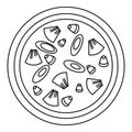 Vegan pizza icon, outline style