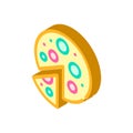 Vegan pizza isometric icon vector symbol illustration