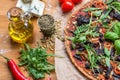 Vegan pizza marinara top view. Fresh and healthy food Royalty Free Stock Photo