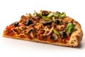 Vegan Pizza Slice On A White Background. Generative AI