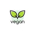 Vegan plant icon logo. Vegetarian plant symbol nature badge bio product eco label icon