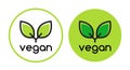 Vegan plant icon logo. Vegetarian plant symbol nature badge bio product eco label icon