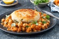 Vegan potato cake and chickpea curry