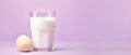 Vegan potato milk from purple potato in glass on on white isolated background. Generative AI content