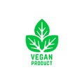 Vegan product green logo isolated on white Royalty Free Stock Photo