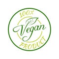 Vegan product sticker, label, badge and logo. Ecology icon. Logo template with green leaves for vegan food. Vector Royalty Free Stock Photo