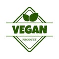 Vegan product sticker, label, badge and logo. Ecology icon. Logo template with green leaves for vegan food. Vector illustration Royalty Free Stock Photo