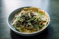 Vegan quinoa salad served in earthen bowl Royalty Free Stock Photo