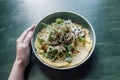 Vegan quinoa salad served in earthen bowl Royalty Free Stock Photo