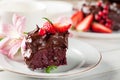 Raw chocolate and beetroot cake with berries Royalty Free Stock Photo