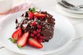 Raw chocolate and beetroot cake with berries Royalty Free Stock Photo