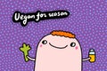 Vegan for reason hand drawn vector illustration in cartoon comic style man holding bottle and broccoli Royalty Free Stock Photo