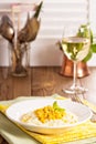 Vegan risotto with baked corn Royalty Free Stock Photo