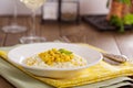 Vegan risotto with baked corn