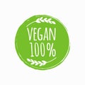 Vegan round logo. Bio, eco food design. Vector illustration