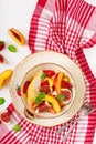 Vegan salad with figs, peaches, pears Royalty Free Stock Photo