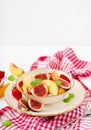 Vegan salad with figs, peaches, pears Royalty Free Stock Photo