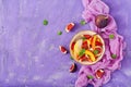 Vegan salad with figs, peaches, pears Royalty Free Stock Photo