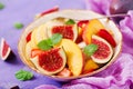 Vegan salad with figs, peaches, pears Royalty Free Stock Photo