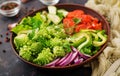 Vegan salad of fresh vegetables and cabbage romanesko. Royalty Free Stock Photo