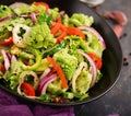 Vegan salad of fresh vegetables and cabbage romanesko. Royalty Free Stock Photo