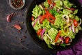 Vegan salad of fresh vegetables and cabbage romanesko. Royalty Free Stock Photo