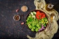 Vegan salad of fresh vegetables and cabbage romanesko Royalty Free Stock Photo