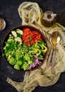 Vegan salad of fresh vegetables and cabbage romanesko. Royalty Free Stock Photo