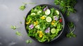 Vegan salad with vegetables and green leaves Royalty Free Stock Photo