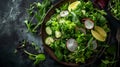 Vegan salad with vegetables and green leaves Royalty Free Stock Photo