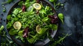 Vegan salad with vegetables and green leaves Royalty Free Stock Photo