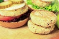 Vegan sea burger and patties closeup Royalty Free Stock Photo