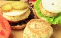 Vegan sea burger and patties closeup Royalty Free Stock Photo