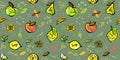 Vegan seamless pattern with fruits