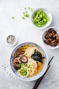 Vegan shiitake ramen noodles bowl