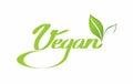 Vegan sign with green leaves