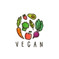 Vegan sign isolated on white.