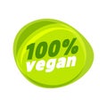 100% vegan sign. Vegan product element green label