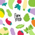 Vegan slogan motivation. Farm fresh. Health lifestyle. Vegetables set