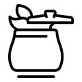 Vegan soup icon outline vector. Food diet