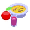 Vegan soup lunch icon, isometric style