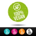 100% Vegan Stamp with Icon. Royalty Free Stock Photo