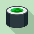 Vegan sushi roll icon, flat style