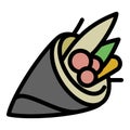 Vegan sushi roll icon, outline style