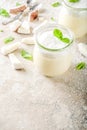 Vegan coconut panna cotta dessert in glass jar Royalty Free Stock Photo