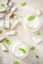 Vegan coconut panna cotta dessert in glass jar Royalty Free Stock Photo