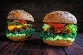 Vegan sweet potato black bean burgers. Plant based diet concept Royalty Free Stock Photo