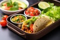 vegan taco packed in a lunchbox